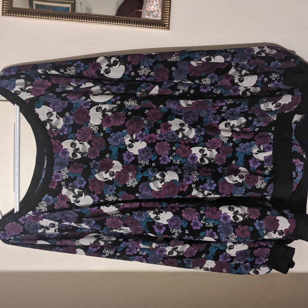 Long sleeve sheer sugar skull shirt